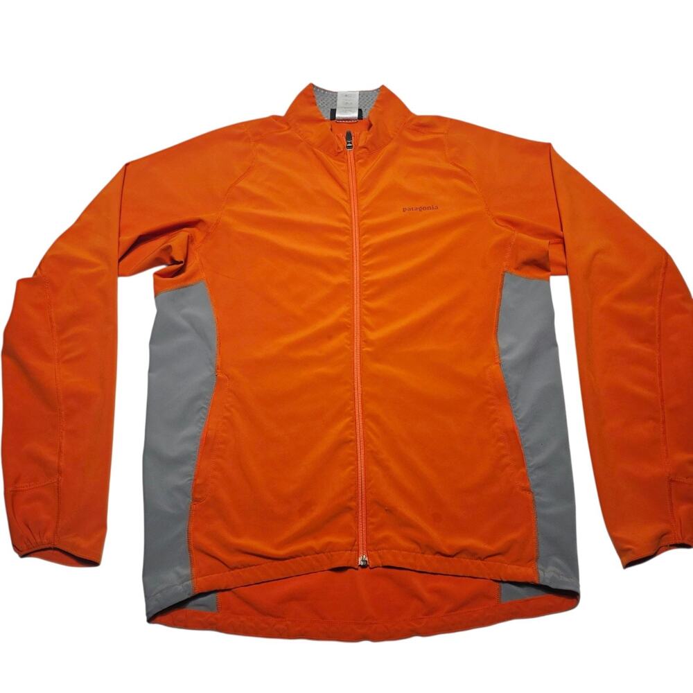 Patagonia Jacket Men's Orange Gray Full Zip Softshell Stretch Hiking Medium